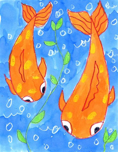 Easy How to Paint a Koi Fish Tutorial Video and Koi Coloring Page.